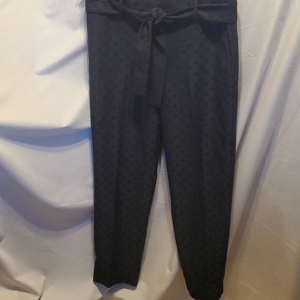Ann Taylor Black on Black Polka Dot Dress Pant SZ 10